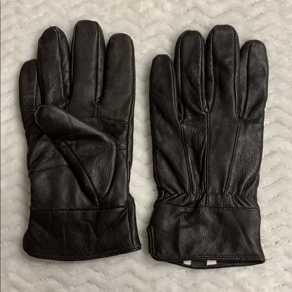 Brown faux leather medium gloves